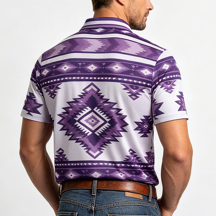 Polo casual da uomo a maniche corte con stampa geometrica - image 19