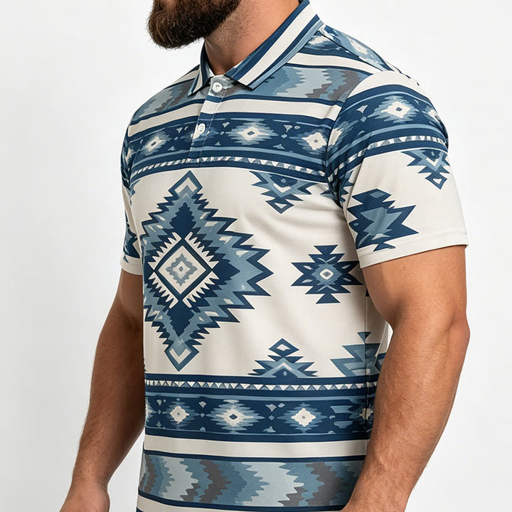 Polo casual da uomo a maniche corte con stampa geometrica - image 17