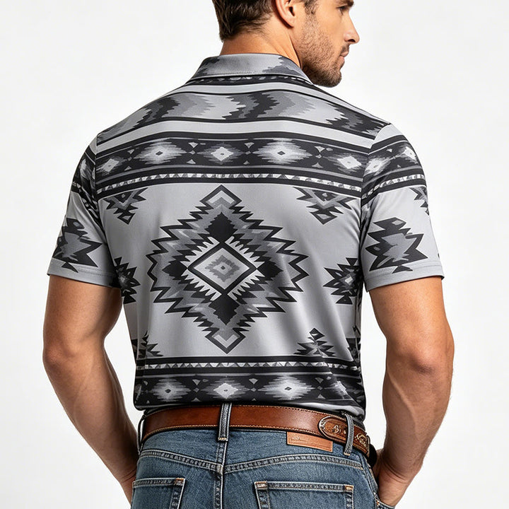 Polo casual da uomo a maniche corte con stampa geometrica - image 22