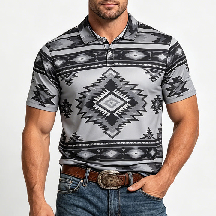Polo casual da uomo a maniche corte con stampa geometrica - image 21