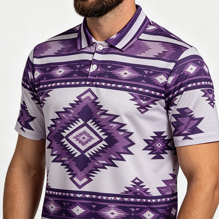 Polo casual da uomo a maniche corte con stampa geometrica - image 20