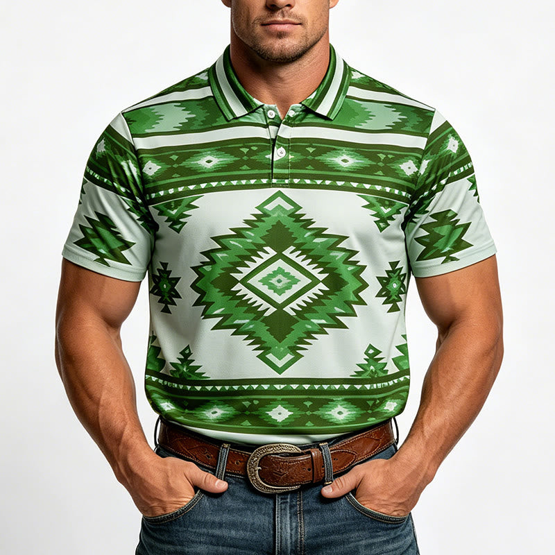 Polo casual da uomo a maniche corte con stampa geometrica - image 24