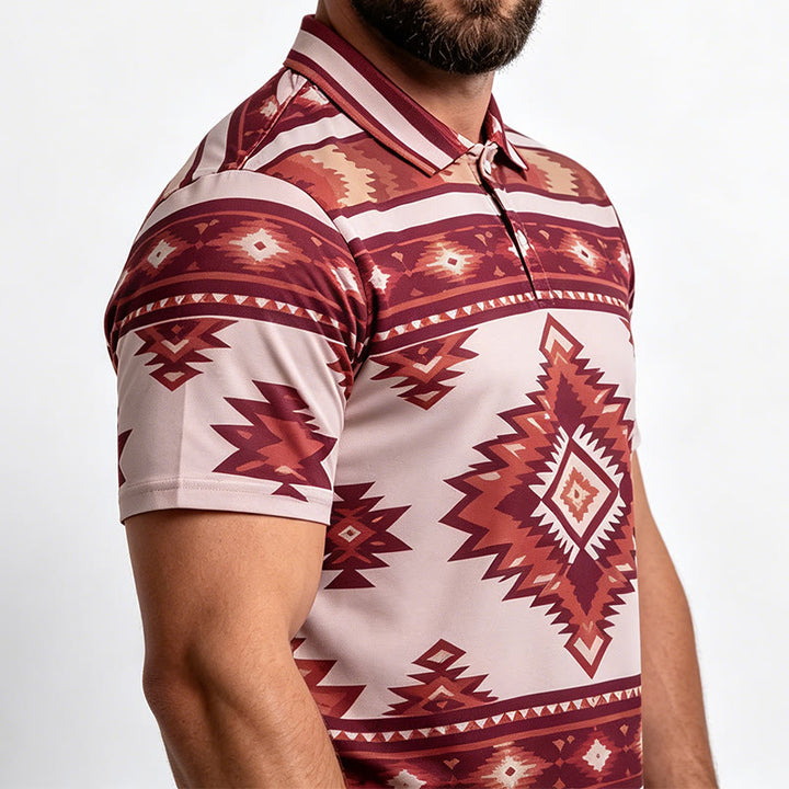 Polo casual da uomo a maniche corte con stampa geometrica - image 3