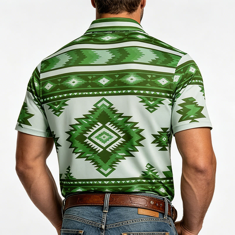 Polo casual da uomo a maniche corte con stampa geometrica - image 25