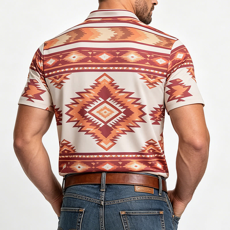 Polo casual da uomo a maniche corte con stampa geometrica - image 11