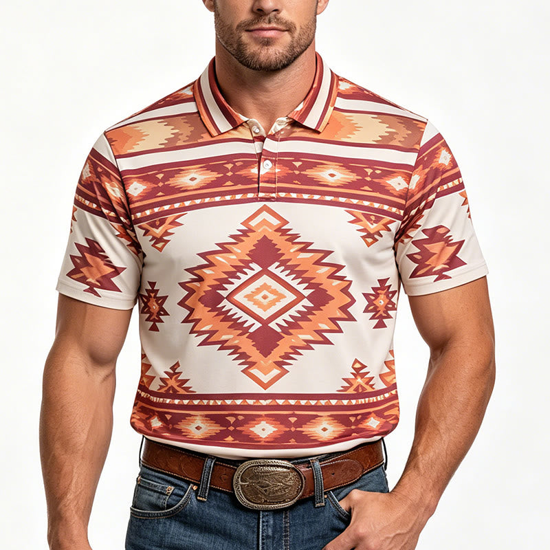 Polo casual da uomo a maniche corte con stampa geometrica - image 10