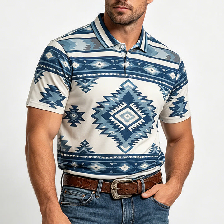Polo casual da uomo a maniche corte con stampa geometrica - image 15