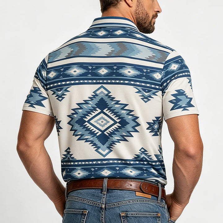 Polo casual da uomo a maniche corte con stampa geometrica - image 16