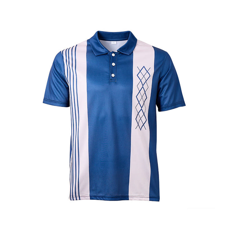 Polo casual da uomo a righe vintage con motivo a rombi - image 9