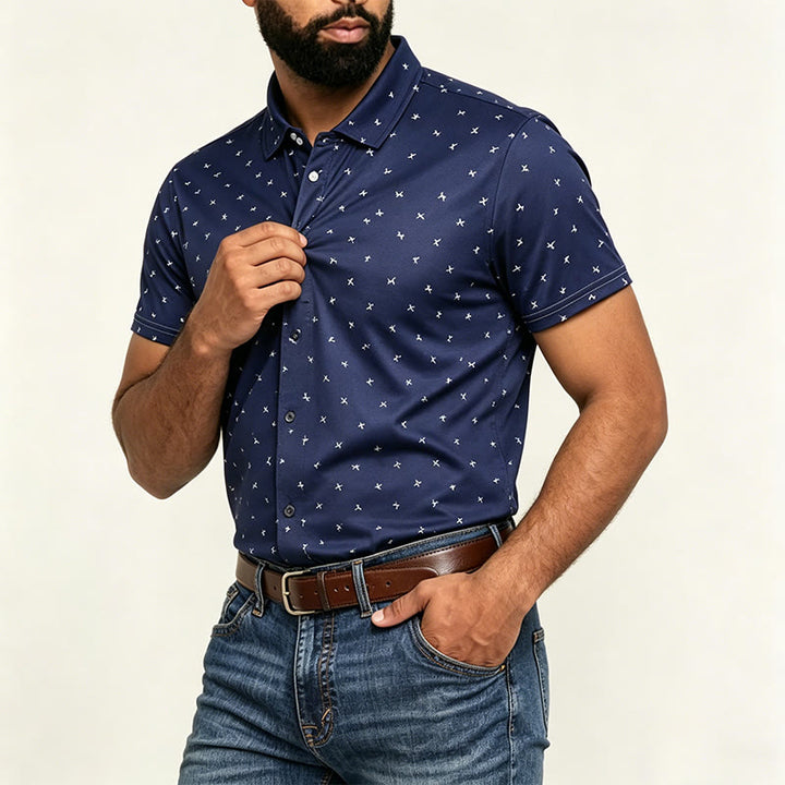 Polo casual da uomo a maniche corte con stampa integrale - image 1