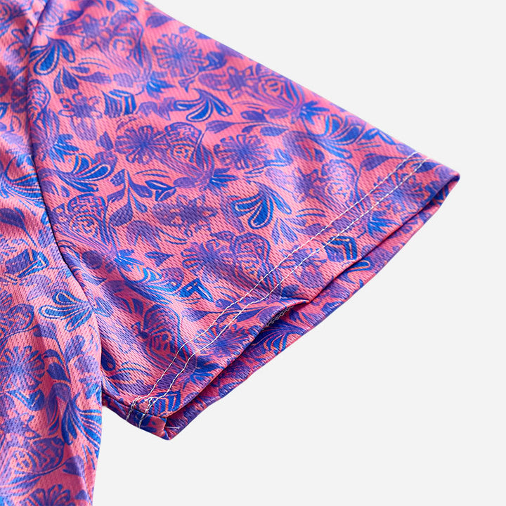 Polo da uomo a maniche corte con stampa floreale rosa e blu - image 6