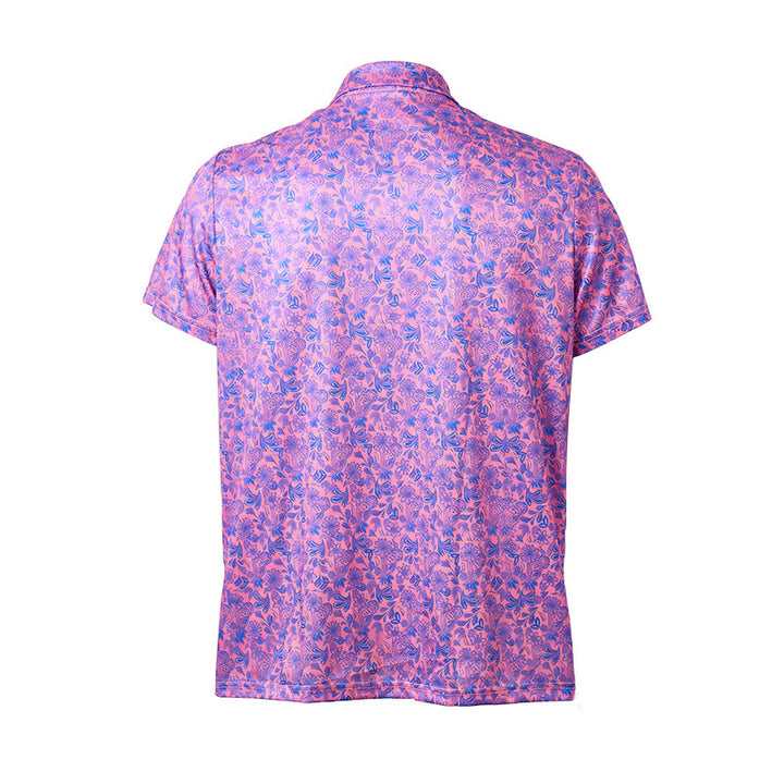 Polo da uomo a maniche corte con stampa floreale rosa e blu - image 10