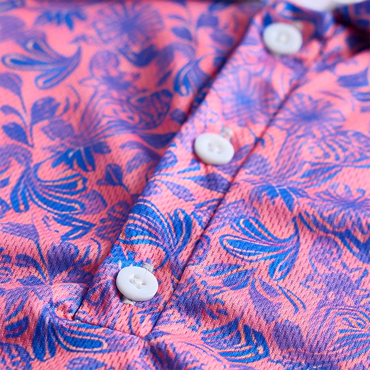 Polo da uomo a maniche corte con stampa floreale rosa e blu - image 7