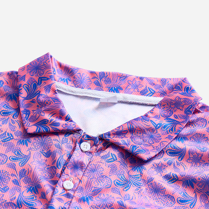 Polo da uomo a maniche corte con stampa floreale rosa e blu - image 8