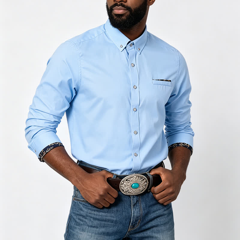 Camicia elegante da uomo con dettagli barocchi dorati, ideale per occasioni formali e di lavoro. - image 1