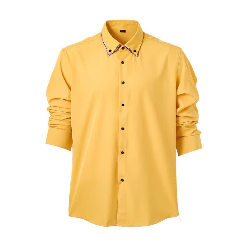 Elegante camicia da uomo a doppio colletto con motivo a quadri a contrasto. - image 11