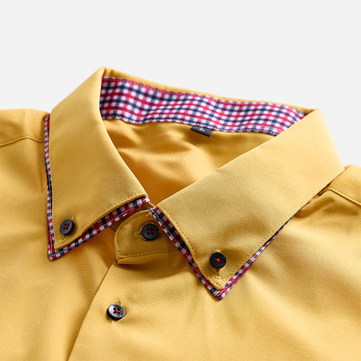 Elegante camicia da uomo a doppio colletto con motivo a quadri a contrasto. - image 6