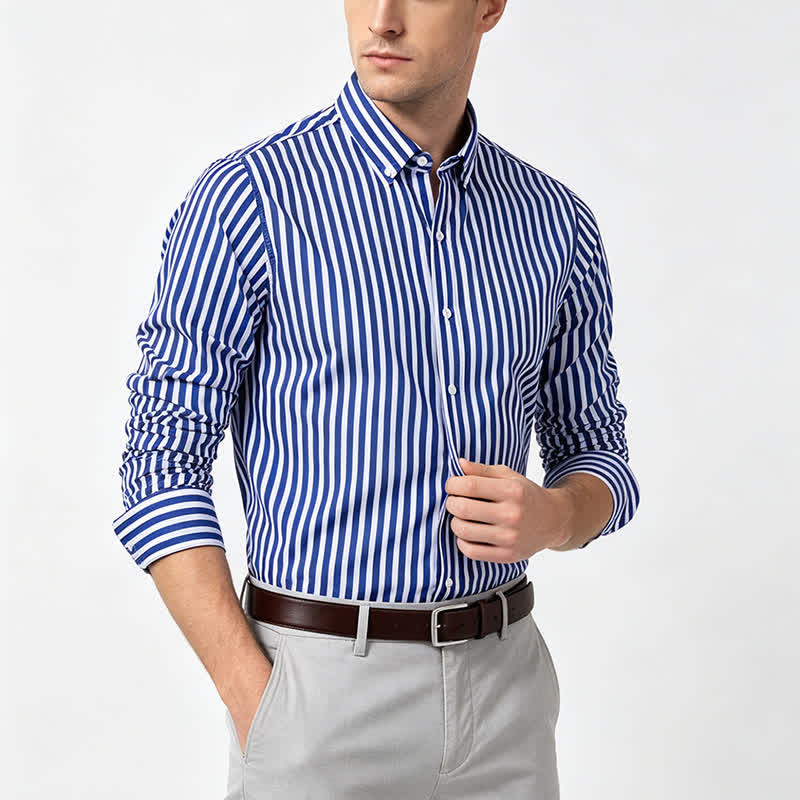 Camicia elegante da uomo classica a righe verticali - image 3