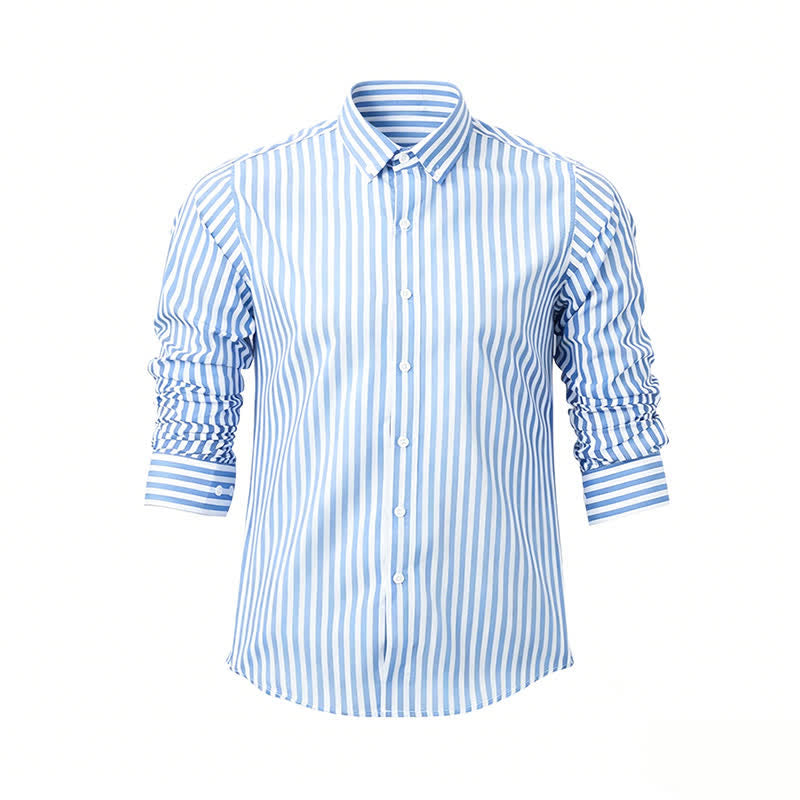 Camicia elegante da uomo classica a righe verticali - Azzurro chiaro - 5XL - image 4