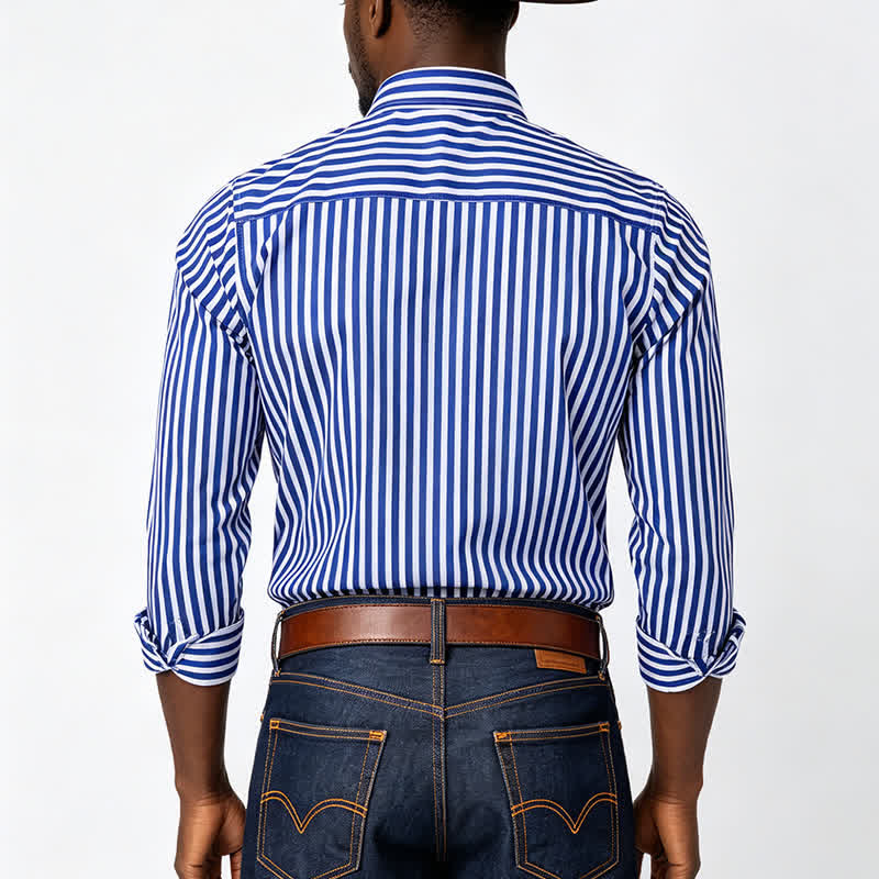 Camicia elegante da uomo classica a righe verticali - image 2