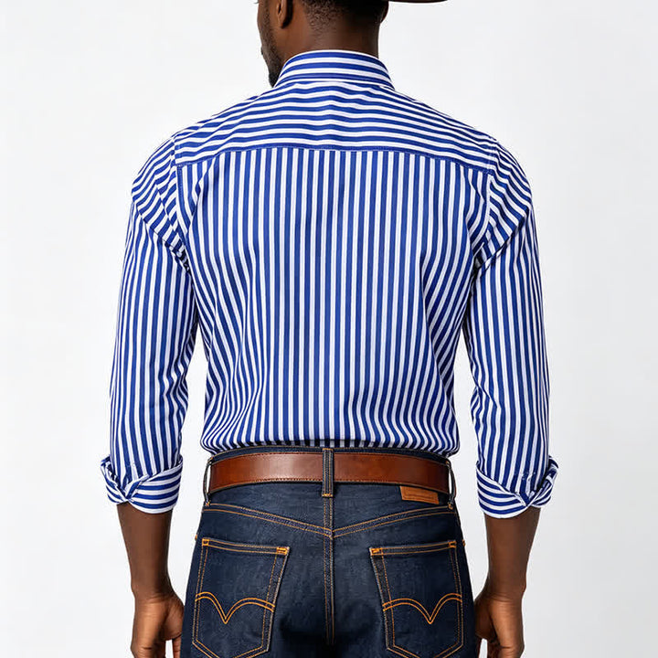Camicia elegante da uomo classica a righe verticali - image 2