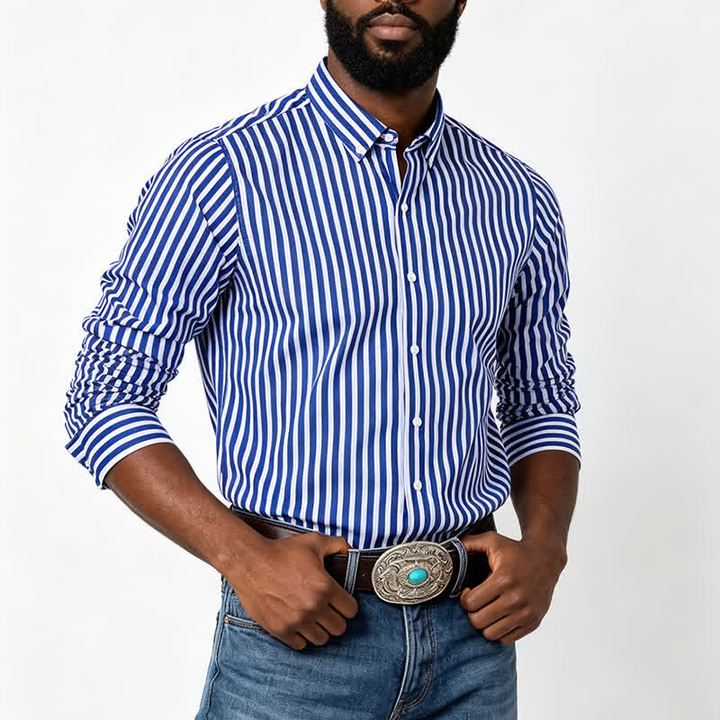 Camicia elegante da uomo classica a righe verticali - image 1