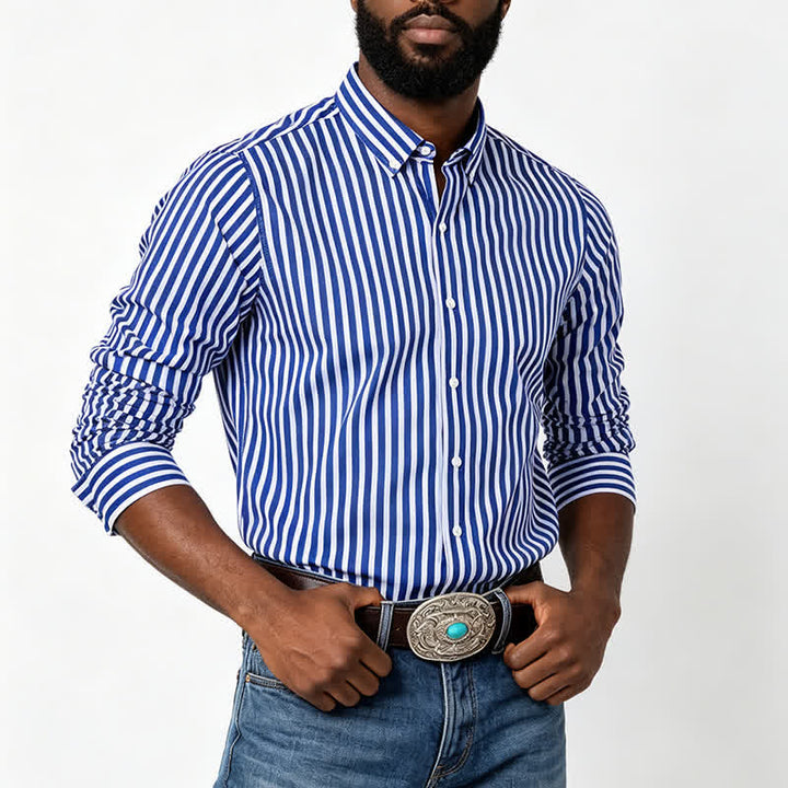 Camicia elegante da uomo classica a righe verticali - image 1