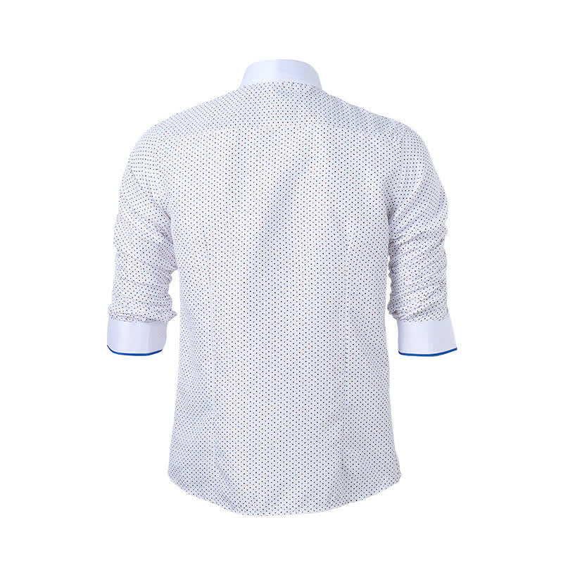 Camicia elegante da uomo a pois con profili a contrasto - image 9