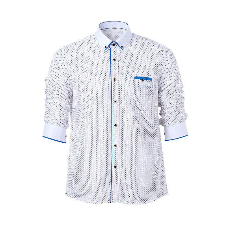 Camicia elegante da uomo a pois con profili a contrasto - image 8