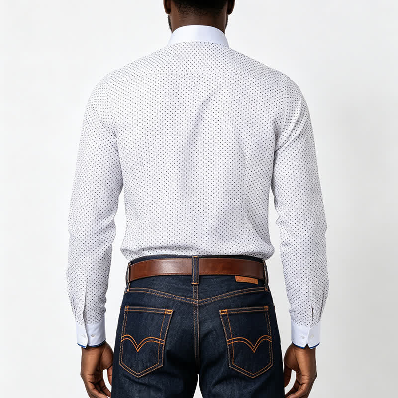 Camicia elegante da uomo a pois con profili a contrasto - image 2