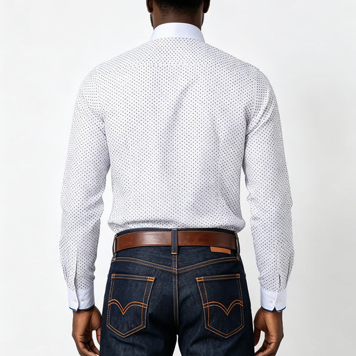 Camicia elegante da uomo a pois con profili a contrasto - image 2
