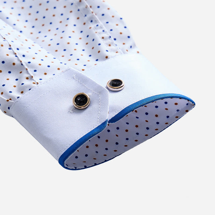 Camicia elegante da uomo a pois con profili a contrasto - image 7
