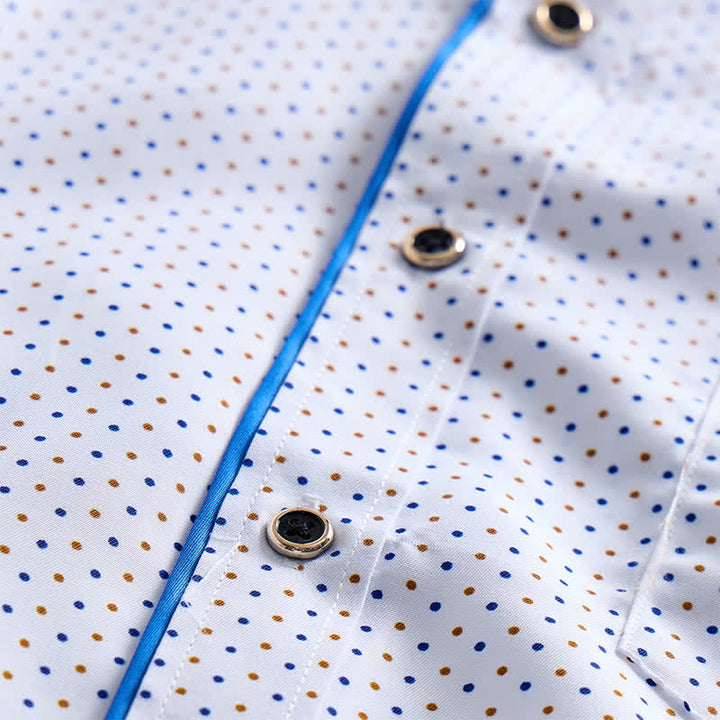 Camicia elegante da uomo a pois con profili a contrasto - image 5