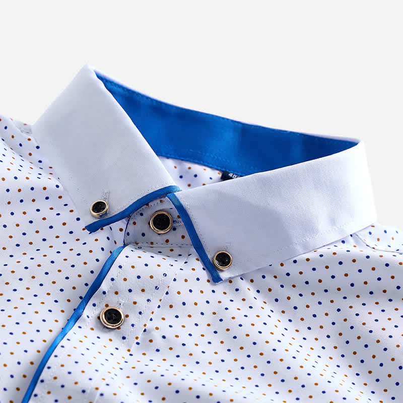 Camicia elegante da uomo a pois con profili a contrasto - image 3