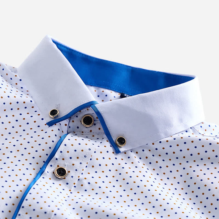 Camicia elegante da uomo a pois con profili a contrasto - image 3