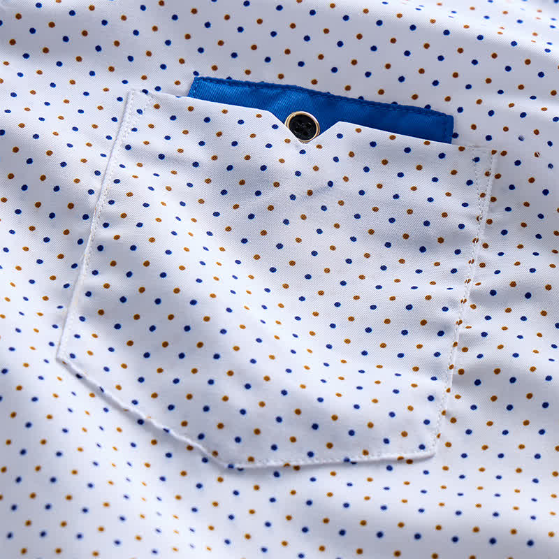 Camicia elegante da uomo a pois con profili a contrasto - image 4