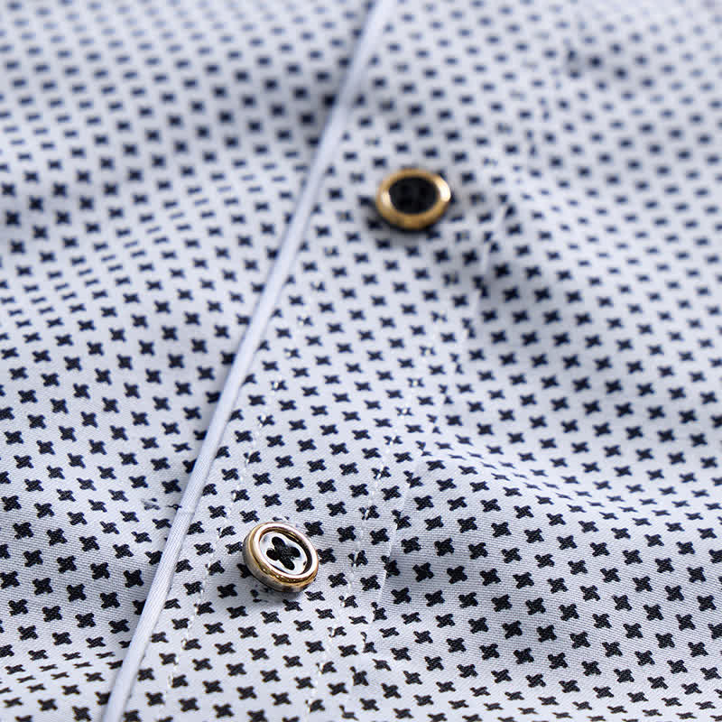 Camicia elegante da uomo con micro croci bianche e nere - image 5