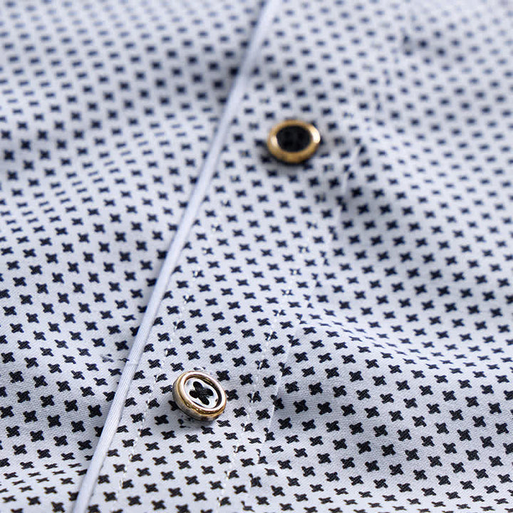 Camicia elegante da uomo con micro croci bianche e nere - image 5