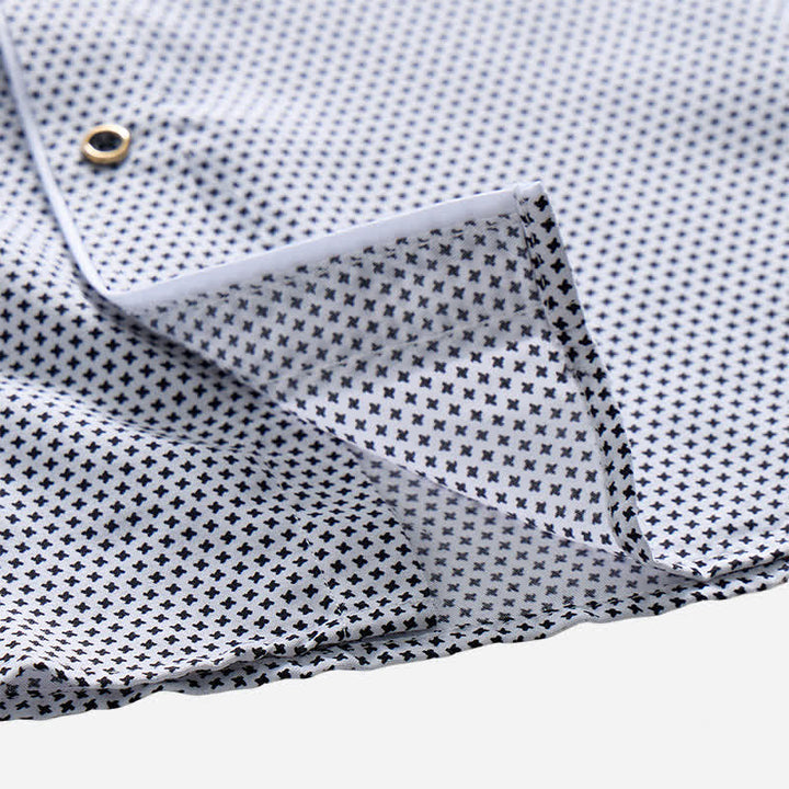 Camicia elegante da uomo con micro croci bianche e nere - image 6