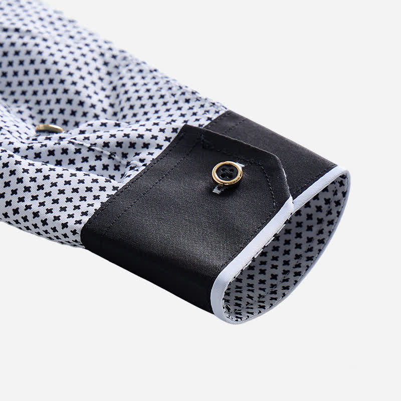 Camicia elegante da uomo con micro croci bianche e nere - image 7