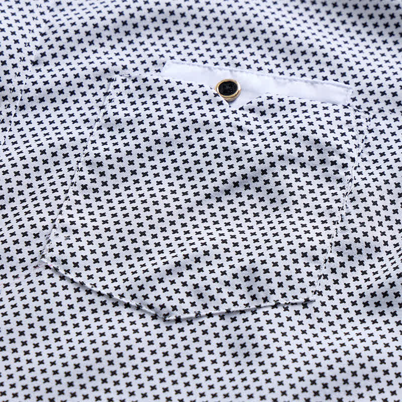 Camicia elegante da uomo con micro croci bianche e nere - image 4