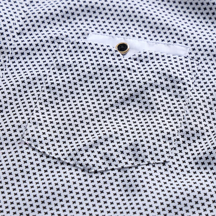 Camicia elegante da uomo con micro croci bianche e nere - image 4