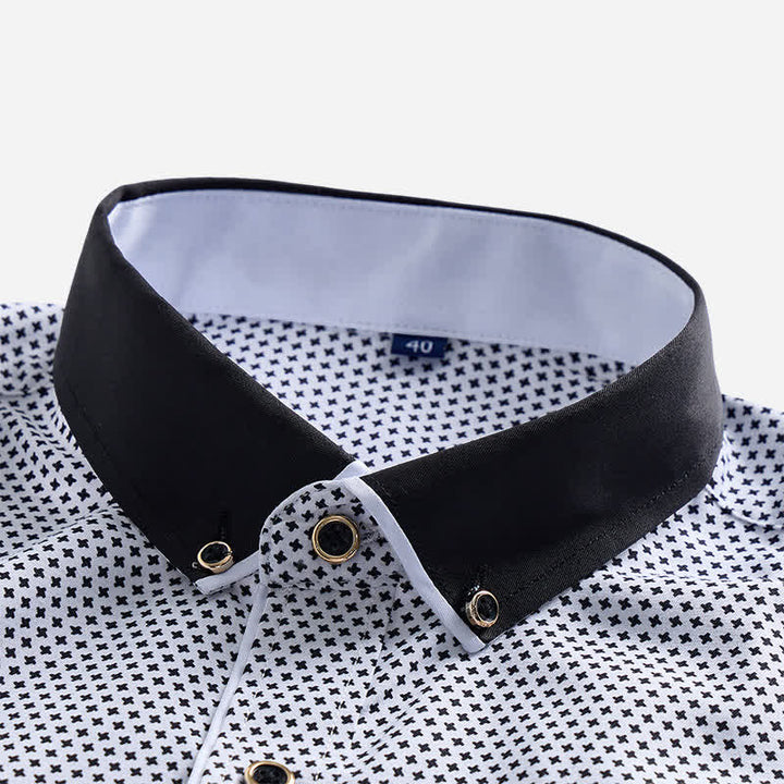 Camicia elegante da uomo con micro croci bianche e nere - image 3