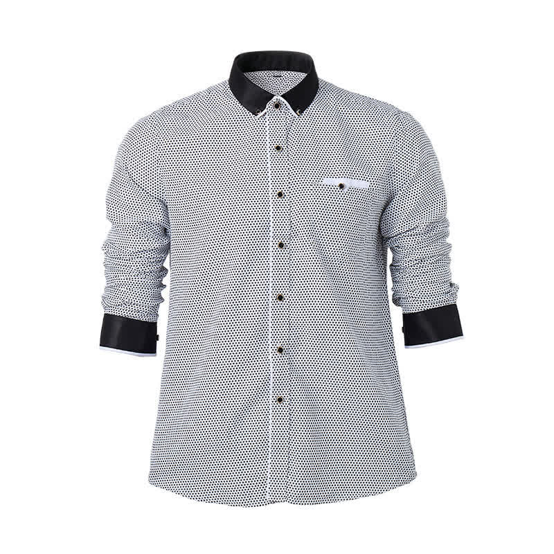 Camicia elegante da uomo con micro croci bianche e nere - image 8