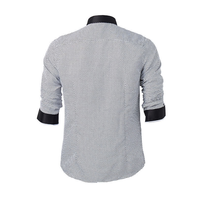 Camicia elegante da uomo con micro croci bianche e nere - image 9