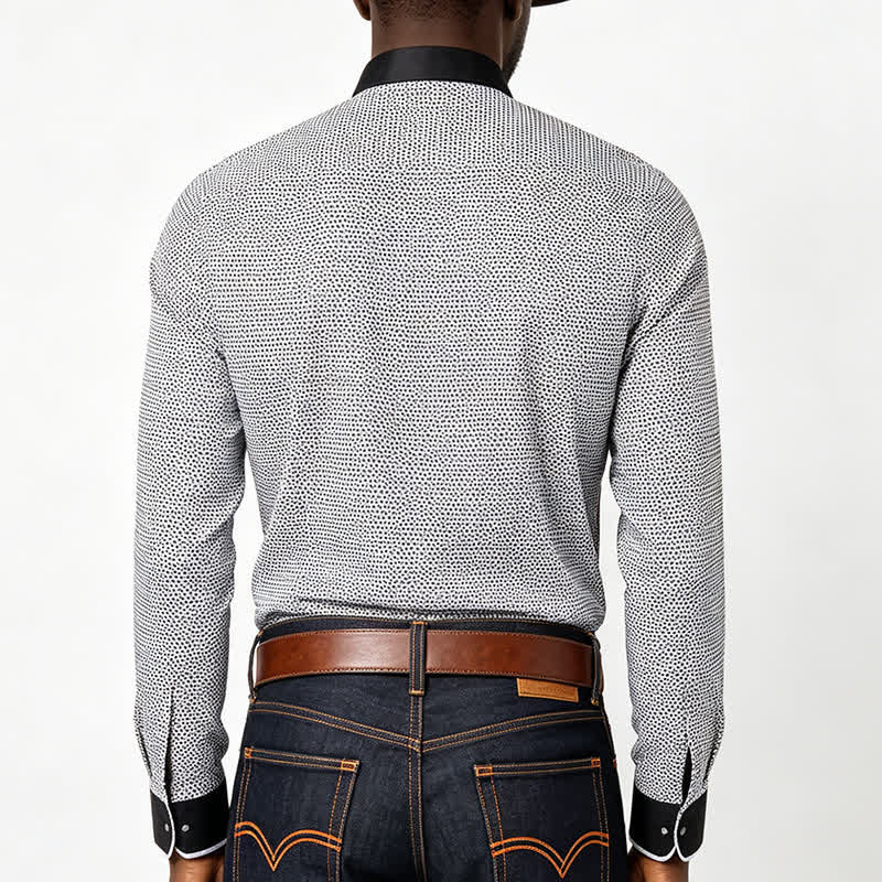 Camicia elegante da uomo con micro croci bianche e nere - image 2