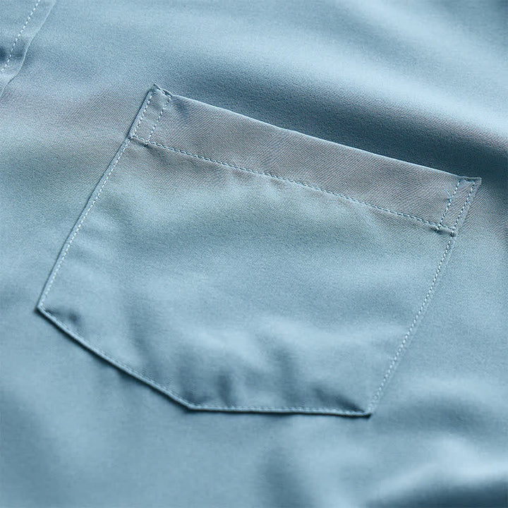 Camicia elegante da uomo con colletto a tinta unita e colletto nero a contrasto - image 4