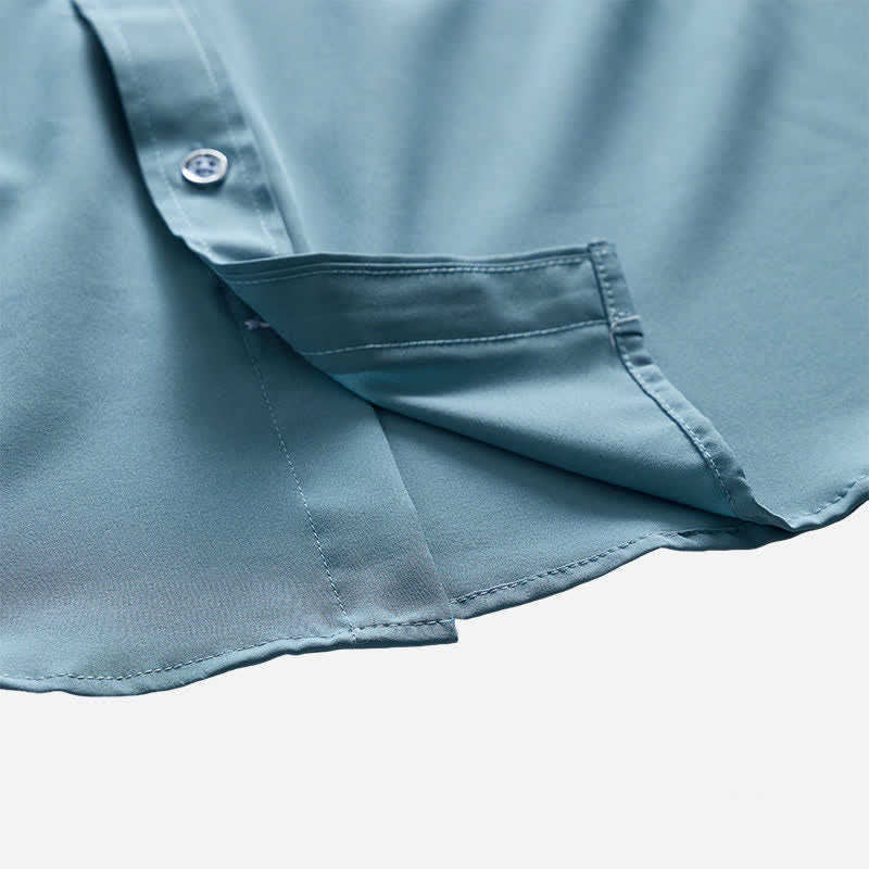 Camicia elegante da uomo con colletto a tinta unita e colletto nero a contrasto - image 5
