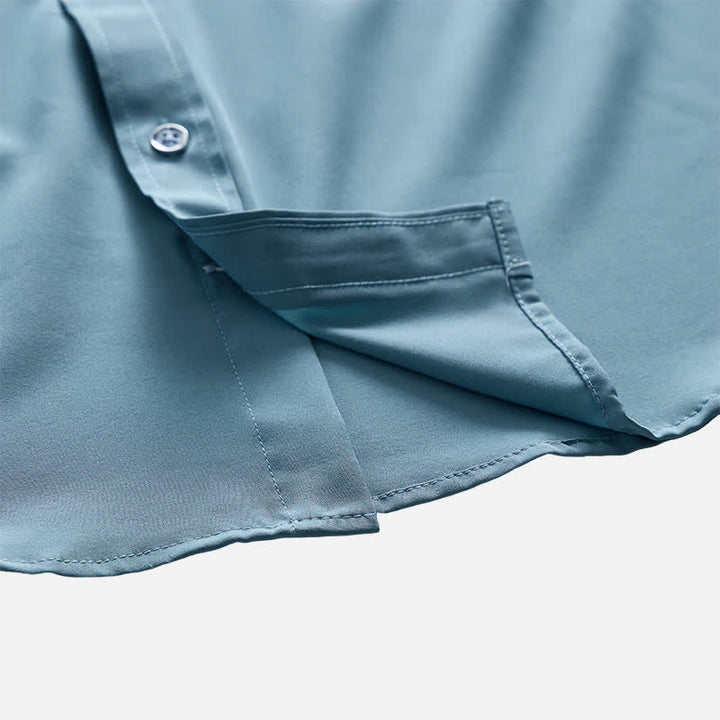 Camicia elegante da uomo con colletto a tinta unita e colletto nero a contrasto - image 5