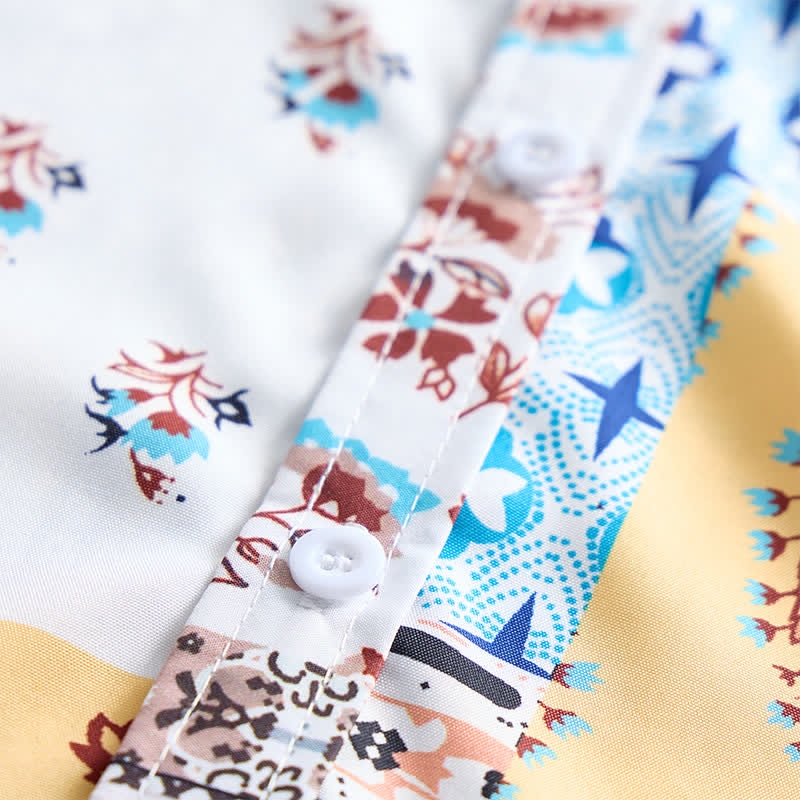 Camicia da uomo in stile retrò con patchwork azteco e floreale e stampa paisley. - image 5